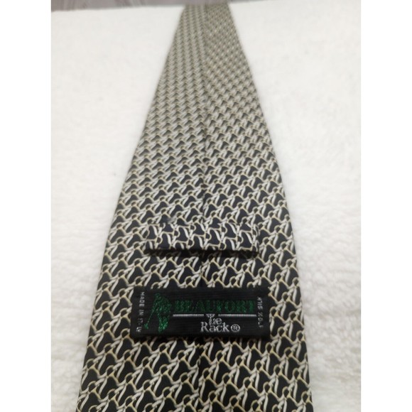 Beaufort Tie Rack Men's Luxury Tie 100% Silk Made In Italy Smooth Geometric EUC - Picture 9 of 16